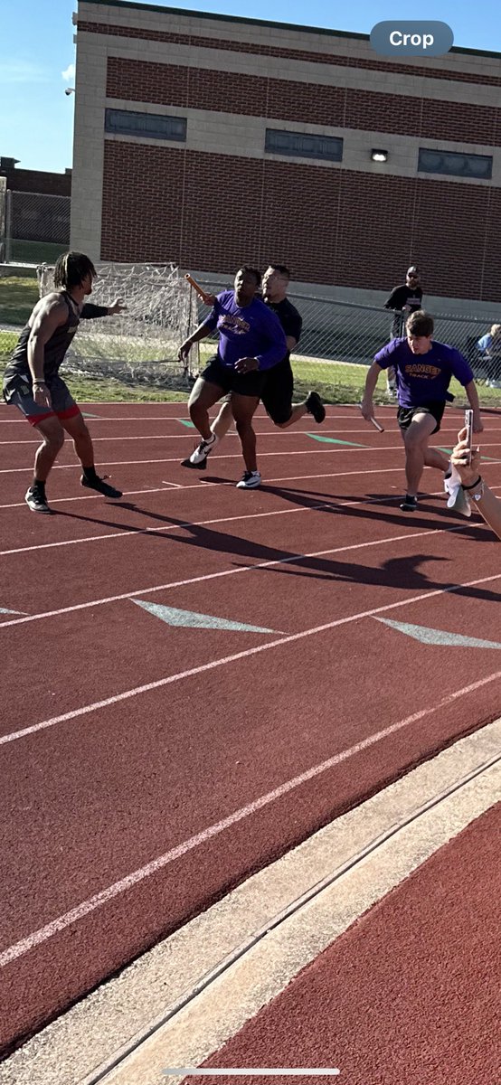 Ultimate team player. This is what happens when you put an offensive linemen in the field event relay. After he makes the handoff he goes back to blocking. Hard to hold that kinda speed on a curve. #creatinghabits #WAR #Tribe