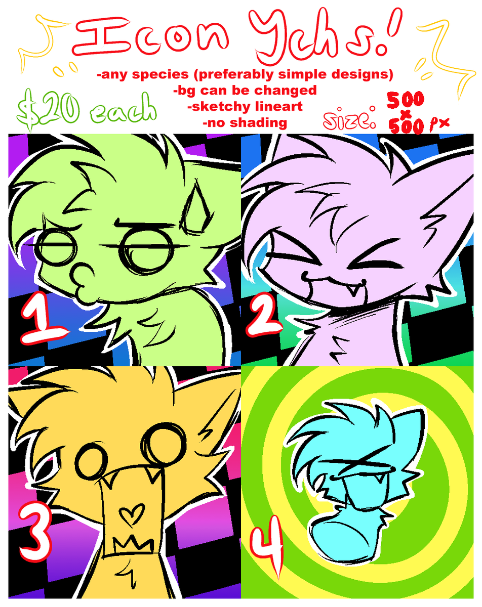NOSTALGIC ICON YCHS!!!!
dm to claim! im not sure how many slots i'll take yet!
all info on the sheet