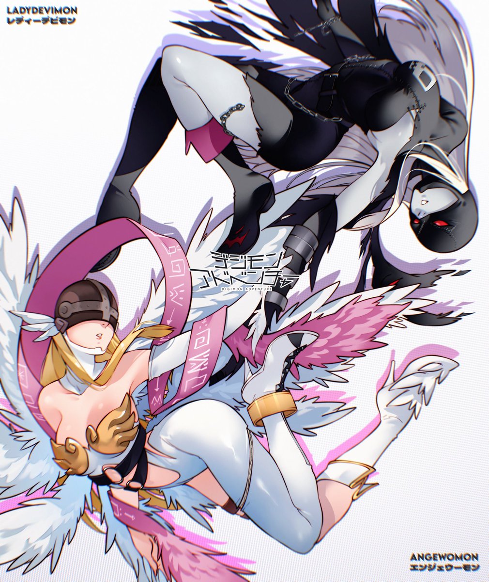 ANGEWOMON and lady devimon ! . #Digimon #digimonfanart #DigimonAdventure02 #animefanart #commisionsopen