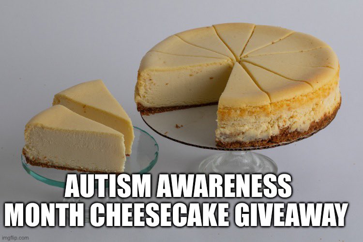 It’s #AutismAwarenessMonth #Giveaway Time!👍🏻🧩🥮 Thanks to the support of @MPCheesecake, for the #Autism community, I get to gift (1) person with a delicious Cheesecake! To enter: Follow, Repost & Tag some friends Must use #AutismAwarenessMonth Winner announced April 30th.