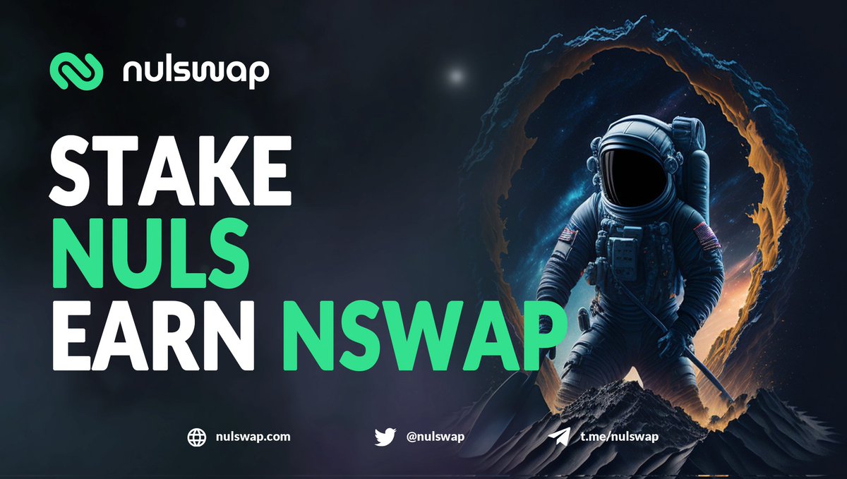 Exciting news, #NULS holders! You can now stake your NULS on Nulswap to earn $NSWAP! Grow your $NSWAP holdings and be part of the future of #DeFi. Stake now: app.nulswap.com #Nulswap #Staking #crypto