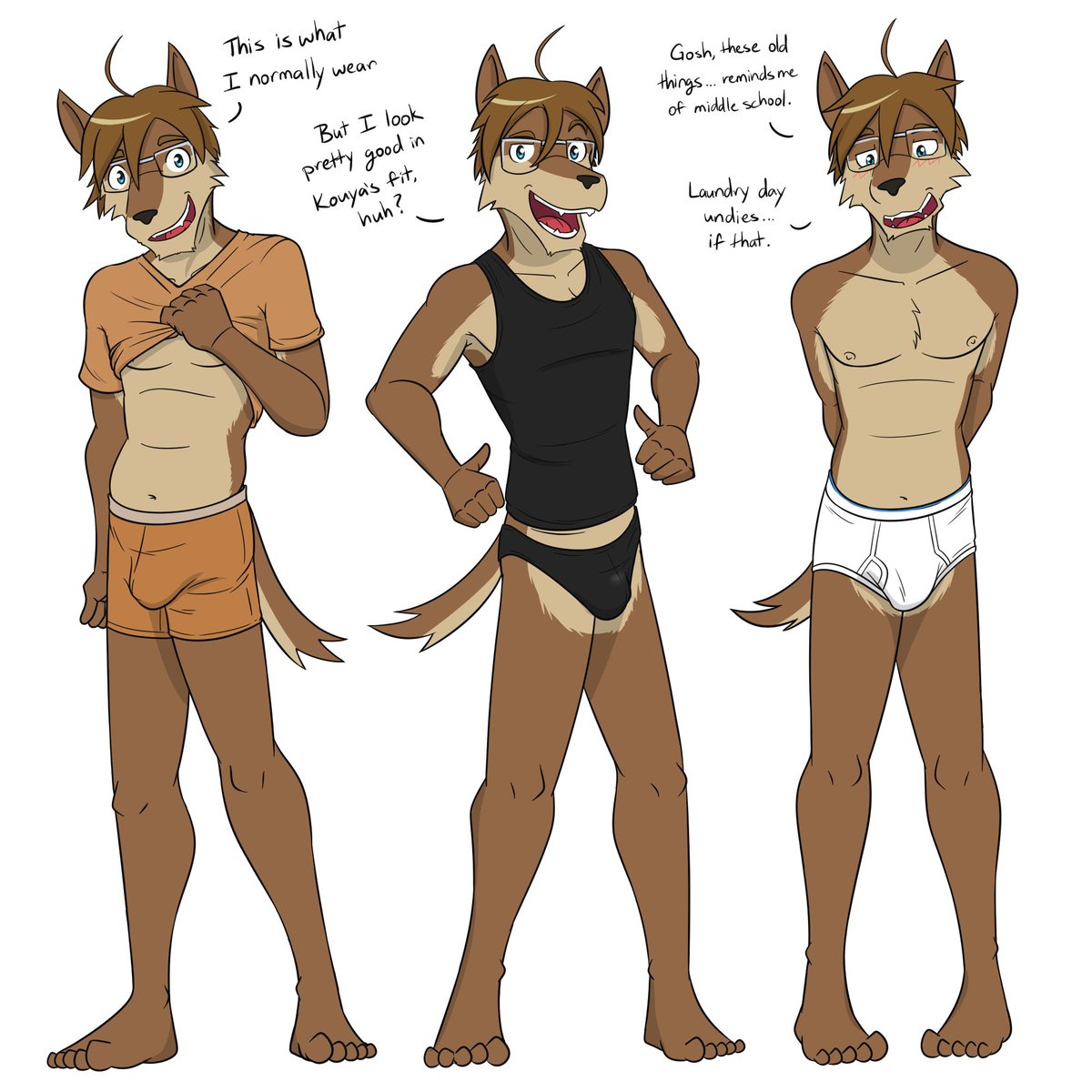 Someone asked what kind of undies Shun wears, so I did a variety. The new updated stuff, to his original, and a fun outfit swap.