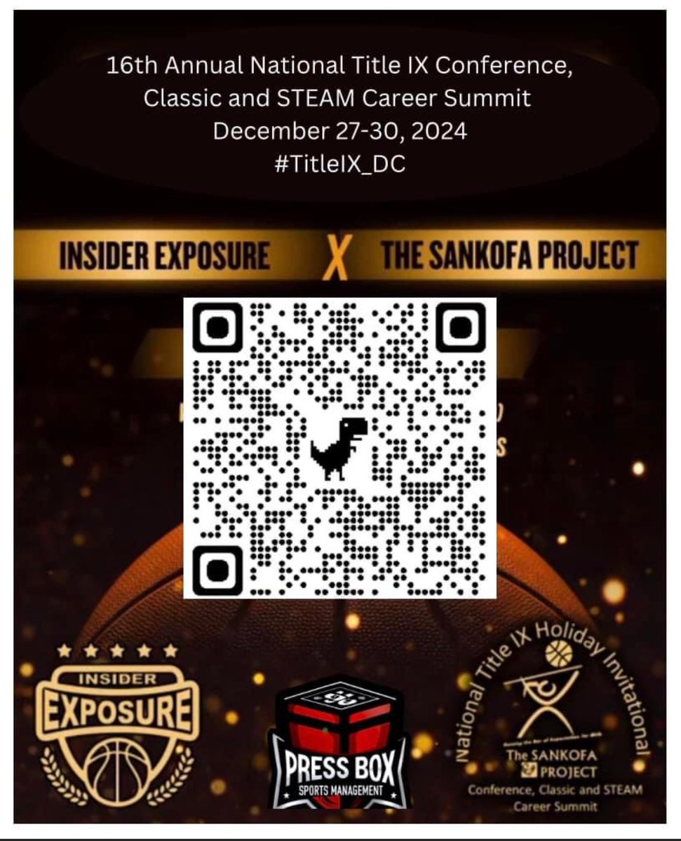 @aikengbb Join us at the 16th Annual National Title IX Conference, Classic and STEAM Career Summit from Dec 27-30, 2024! 🎓 Dive into innovation, learning & fun! Scan the QR code below to register! Let’s empower our future together! @sankofaproject_ 💪🌟 #TitleIX_DC #STEAM