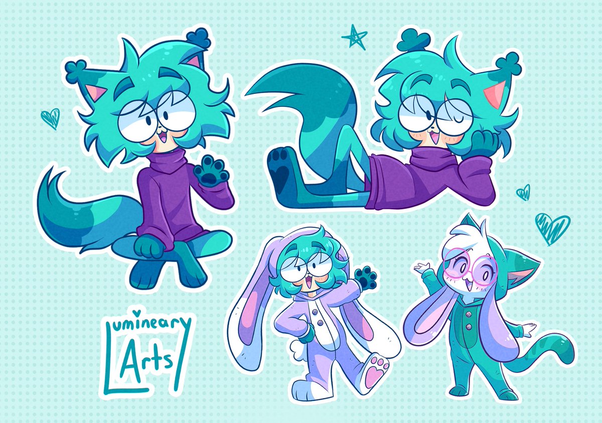 A handful of c0mmissions I did for @kovox and @AshNicholsArt !! Super honoured that I had the chance to provide some art for them! I'd be more than happy to do so again in the near future! 💖💖💖 #KovyCat #HuniBun