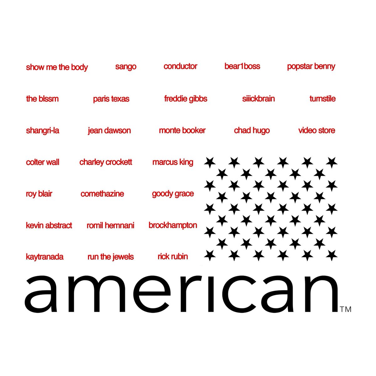 Rick Rubin's publishing company American Songs shares artist roster graphic in celebration of their 10 year anniversary 🇺🇸🎶