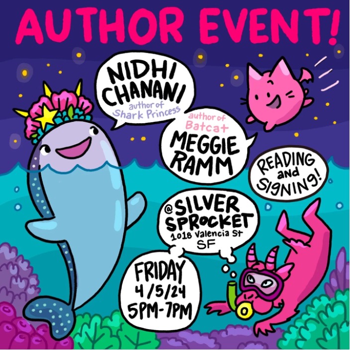 CCA Comics (@ccacomics) on Twitter photo This Friday 4/5 at 5-7pm at @silversprocket! CCA Comics professor @nidhiart and alum <a href="/MeggietheRamm/">Meggie the Ramm 🐏</a> read from their all-ages comics!
Image pulled from Meggie's instagram. This Friday 4/5 at 5-7pm at @silversprocket! CCA Comics professor @nidhiart and alum <a href="/MeggietheRamm/">Meggie the Ramm 🐏</a> read from their all-ages comics!
Image pulled from Meggie's instagram.