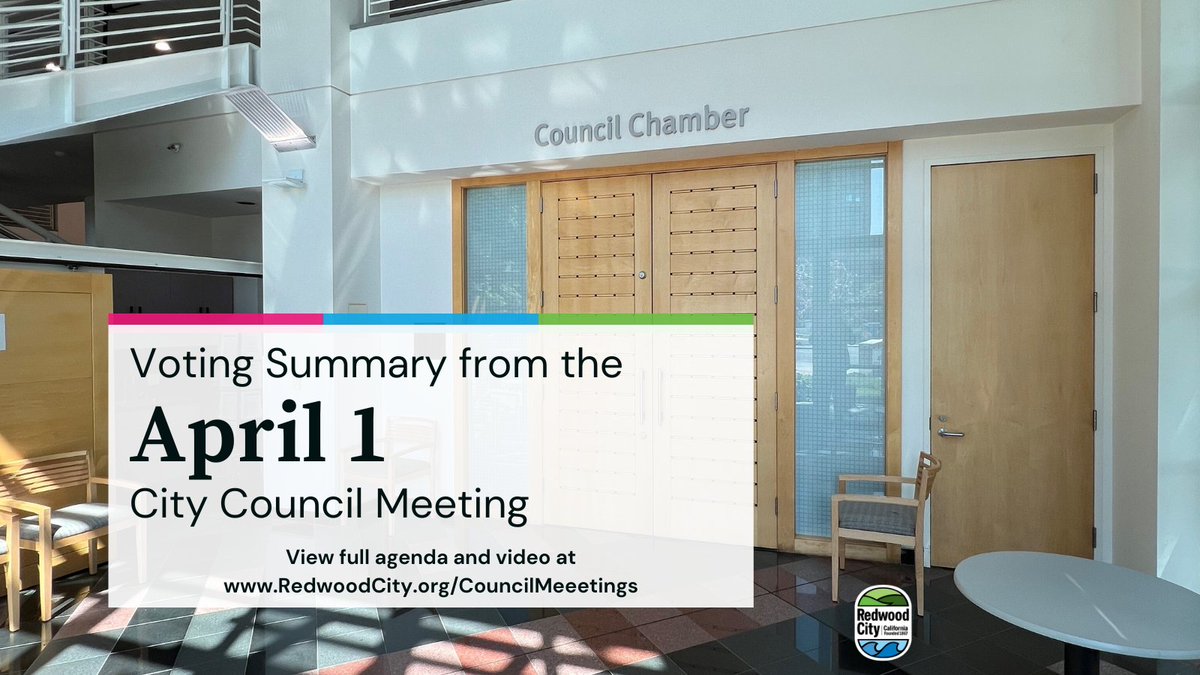 Want to learn more about how the City Council voted at Monday night's meeting? Click this link to view a summary of the actions taken at the April 1, 2024 City Council meeting: redwoodcity-ca.granicus.com/DocumentViewer…. Please visit RedwoodCity.org/CouncilMeetings for general meeting info.