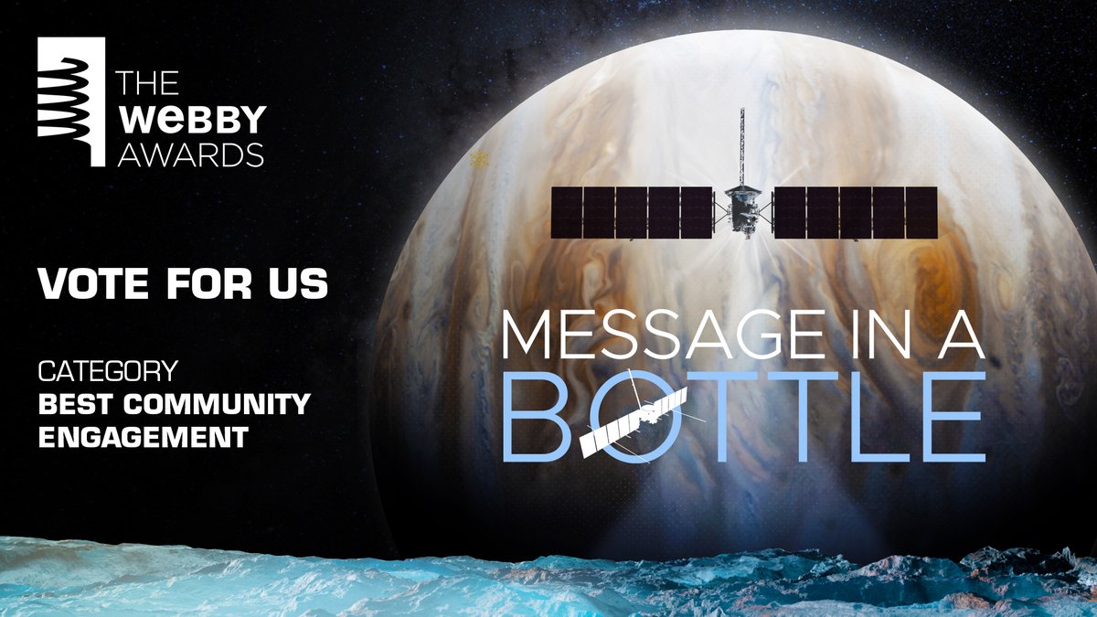 We're thrilled that our Message in a Bottle campaign has been nominated for a #Webby Award! This is a huge honor – one we share with over 2.6 million of you who signed up to send your names to Jupiter. But we need your help to win! Cast your vote here: vote.webbyawards.com/PublicVoting#/…