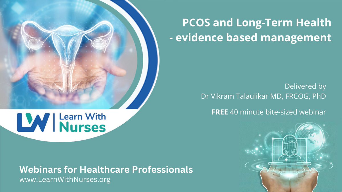 🗓️16.5.24⏰6.30pm ♀️ #PCOS and long term health 📢@VikramSinai 🎓Certificate via @MedAllApp 🩺Open to all #HCPs 🆓learnwithnurses.org/event/pcos-and… #WomensHealth #gynecology #gynaecologist #health #nurse #healthcareprofessionals #doctor #medstudent #studentnurse @WeGPNs @Gpnsnn @WeNurses
