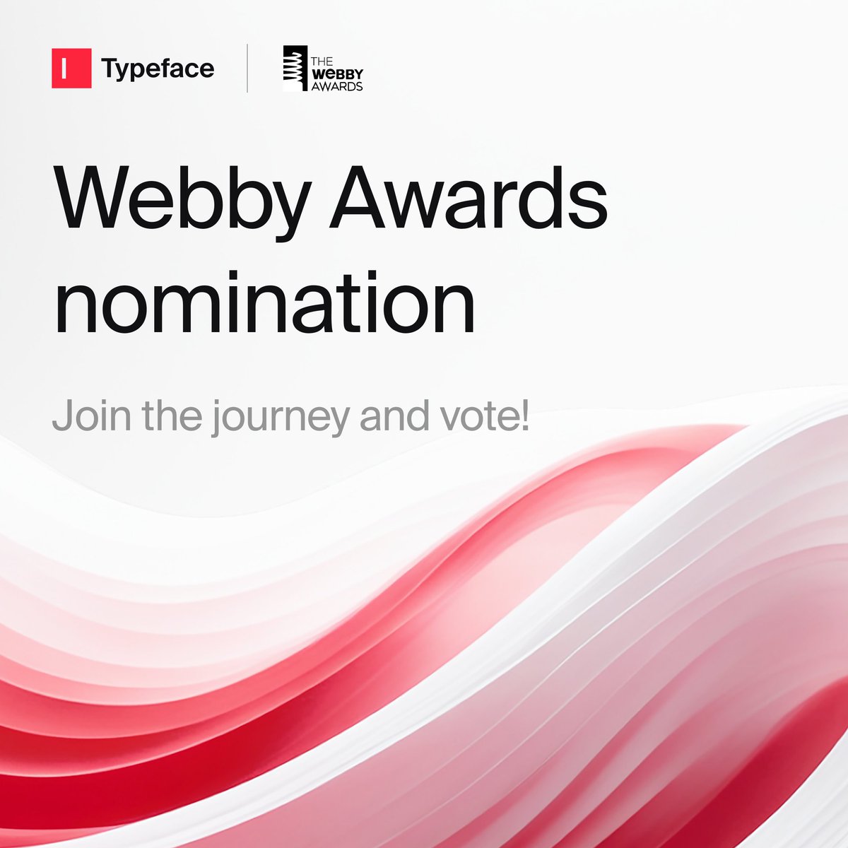 Calling all Typeface fans! @typefaceai is so close to joining the #Webbys Winners Circle in the AI category. Join the journey with us and VOTE: vote.webbyawards.com/PublicVoting#/…