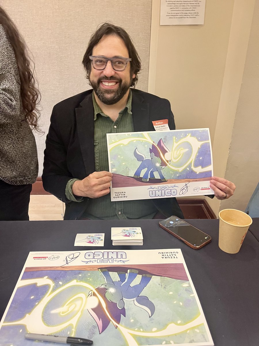 I had such a blast signing Unico (GORGEOUS) prints, giving away (also gorgeous) Unico stickers, and giving a talk at CALIBA (California Independent Bookseller Association) at the Oakland Asian Cultural Center. And so it begins!