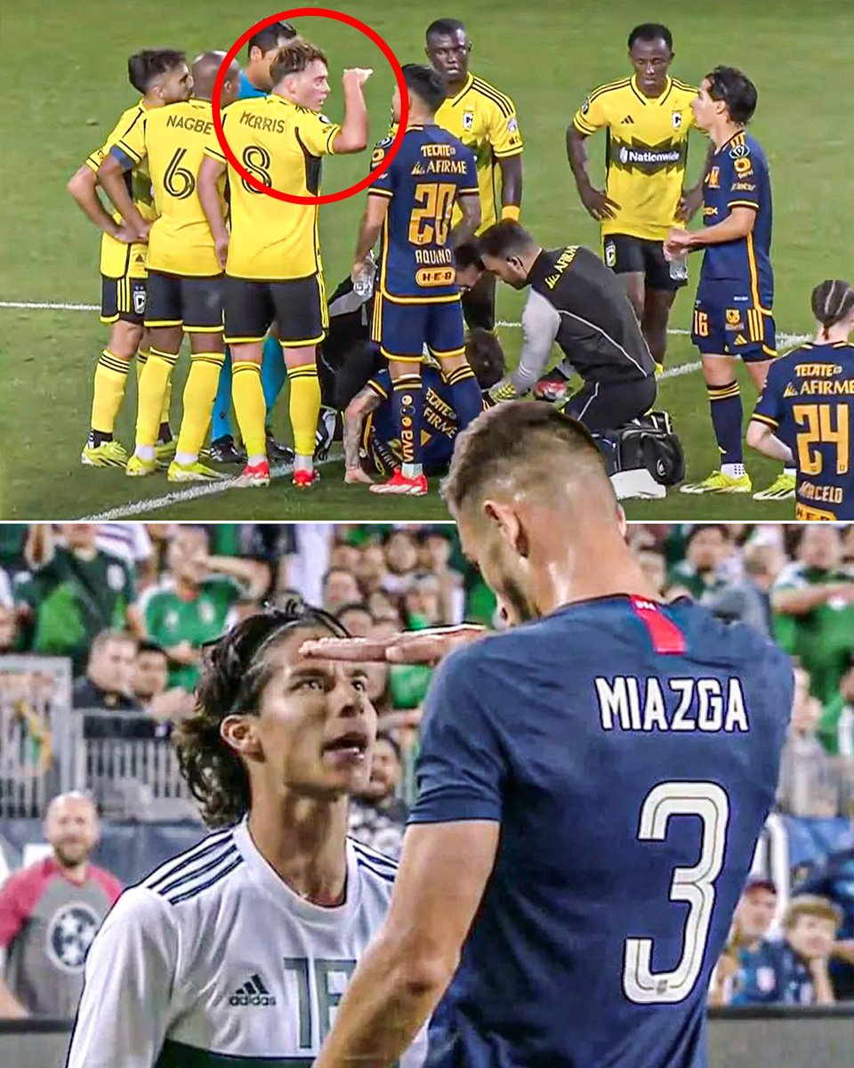 USMNT and Columbus Crew midfielder Aidan Morris really hit Diego Lainez with the Matt Miazga ‘too small’ gesture during their CONCACAF Champions Cup match against Tigres 😭😭