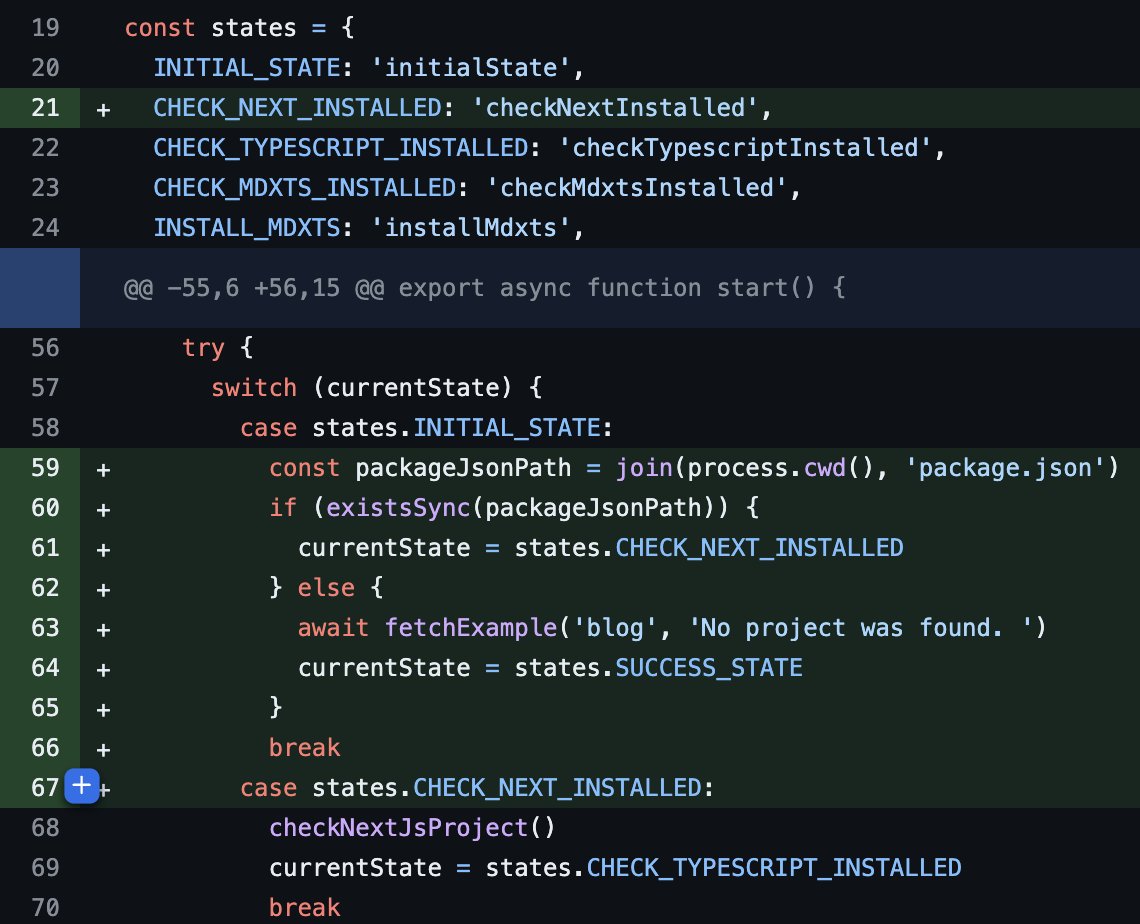 State machines forever live rent free in my head thanks to @DavidKPiano Just using finite state machines make adding new logic *so* much easier. Just updated the MDXTS CLI to more easily use the blog example if not run in an existing project ✨