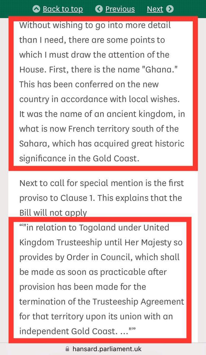 AFRICAN HISTORY: THE TRUTH Extract from the UK parliamentary Hansard on 11th December 1956 stating how the NLM and the Ashantiman Council wrote to the late Queen of England not to give Ghana independence and even if they want to,