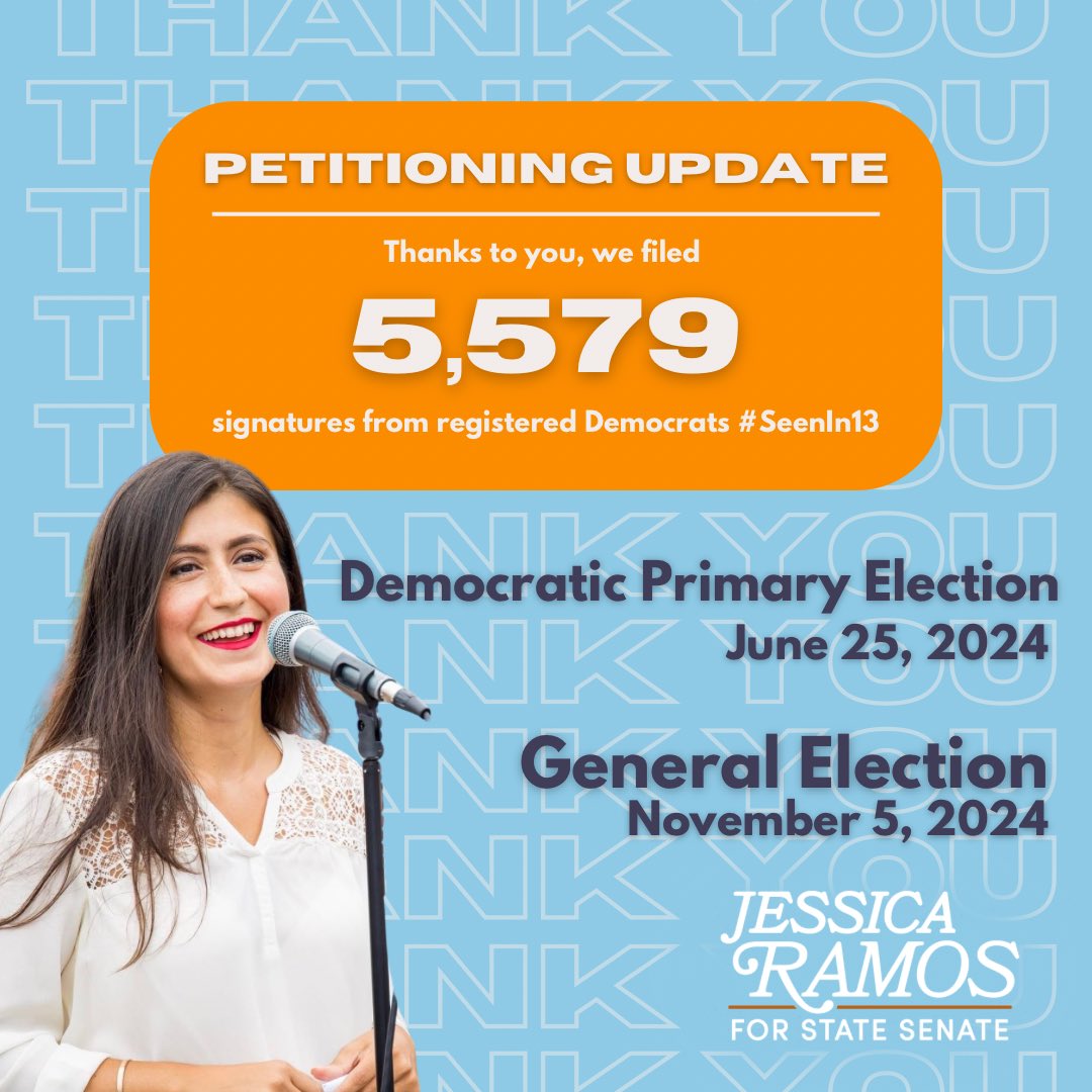 We filed 5,579 signatures from registered Democrats #SeenIn13 to qualify for the ballot. That's over 5 times what we needed to qualify! 

Thank you to everyone who signed a petition or dedicated their time to collect signatures. 💙🧡 #VamosRamos