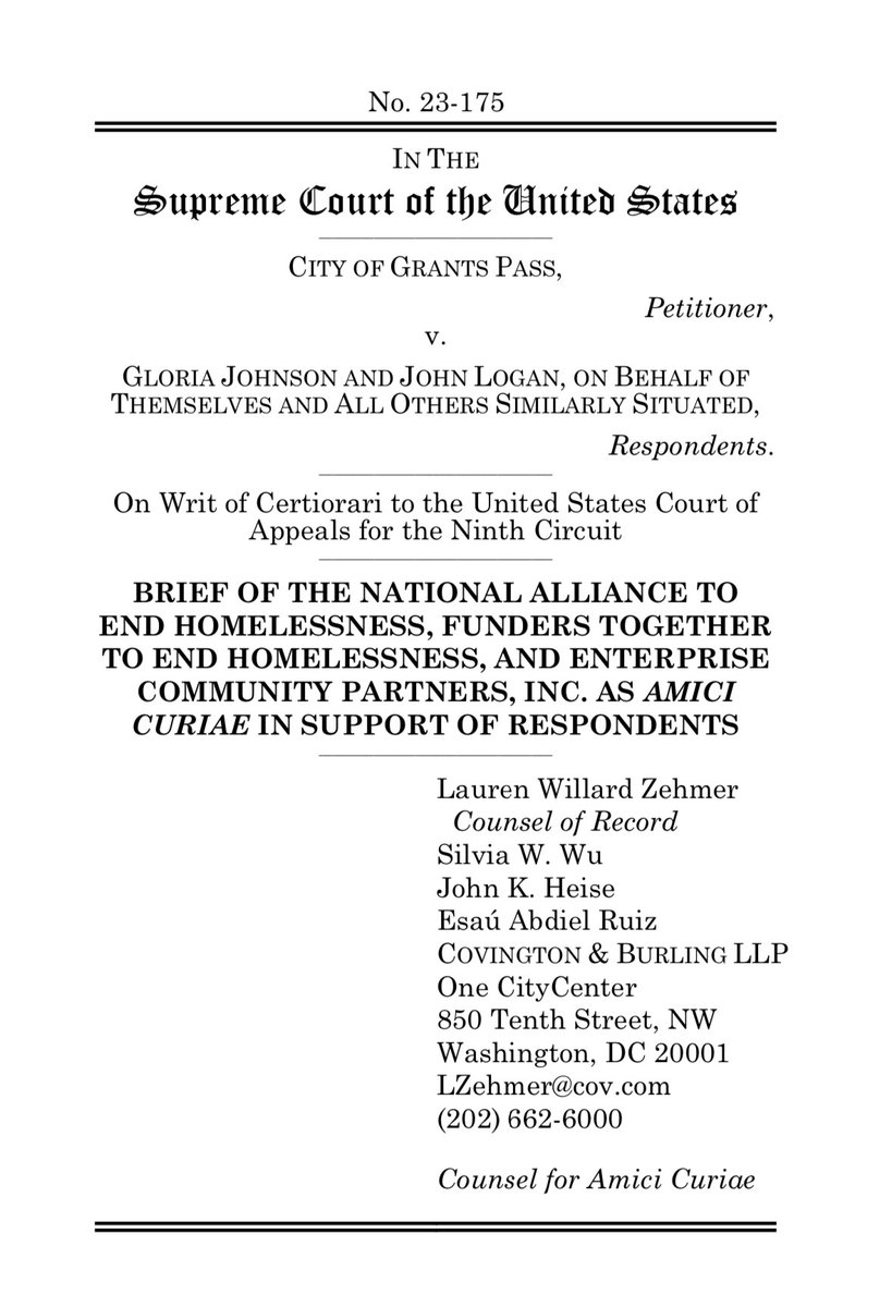 Today, FTEH filed an amicus brief w/ @naehomelessness @EnterpriseNow for the Johnson v. Grants Pass #SCOTUS case to support our unhoused neighbors. Housing end homelessness & everyone deserves a safe place to call home. funderstogether.org/johnson_grants…