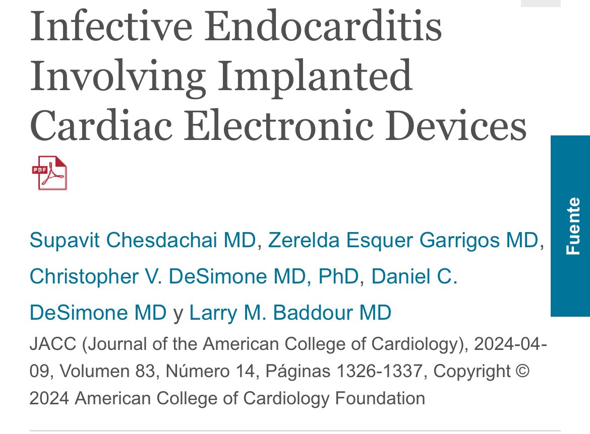 infeccHRUmalaga's tweet photo. Revision📚🤓 ENDOCARDITIS #DispositivosElectronicosImplantables, IMPORTANTE:
🕵🏻Si fiebre y dispositivo sospéchalo! Sobre todo si bacteriemia📸1
🛜☢️Algoritmo diagnostico📸2
🔪Muchas veces necesario retirar TODO el sistema, NO VALEN SOLO LOS ANTIBIÓTICOS📸2
https://t.co/6AKQ4ufzHH https://t.co/m4bKalk3sn