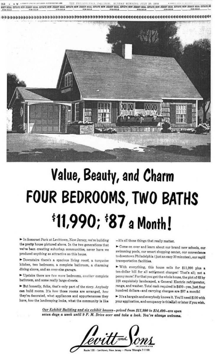 The cost of a 4 Bedroom House in New Jersey, 1958.