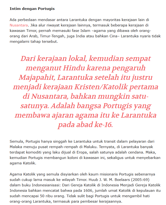 Revisi sejarah 'Kristen adalah agama yang dibawa penjajah!'    Kristen awal disebarkan ke nusantara oleh Portugis, BUKAN dengan penjajahan. Ini sejarah kerajaan LARANTUKA. Tapi kenapa kemudian ada perang Ternate dengan Portugal? Lanjut ke trit 2 : nusantarainstitute.com/larantuka-kera…