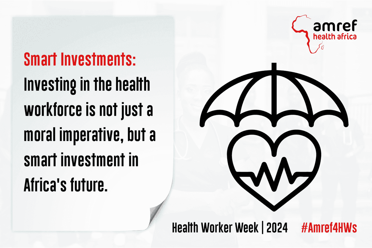 Did you know? Africa has only 3% of the world's health workers but bears 25% of the global disease burden. We must prioritize #InvestingInHealthWorkers to strengthen health systems and improve health outcomes across the continent. #AmrefHealthHeroes #WHWWeek #Amref4HWs