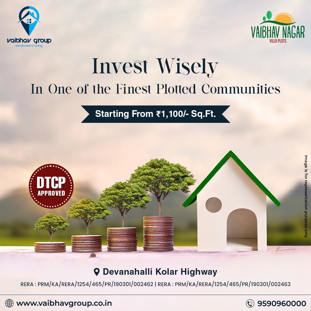 Vaibhav Nagar is a smart investment choice with Premium Villa Plots starting at ₹1,100/sqft* Adjacent to a 400-acre lush plantation along Devanahalli-Kolar Highway.”
#vaibhavgroup #ResidentialPlots #landforsale #investmentland #investinland #realestatelife #plotsinbangalore