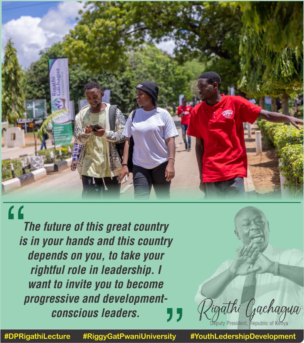 Are you passionate about making a difference in your community? Gain valuable insights from H.E. @rigathi's public lecture on Youth Leadership and Development. Join us to shape a better tomorrow! 🌍#DPRigathiLecture #RiggyGatPwaniUniversity #YouthLedershipDevelopment @PU_kilifi