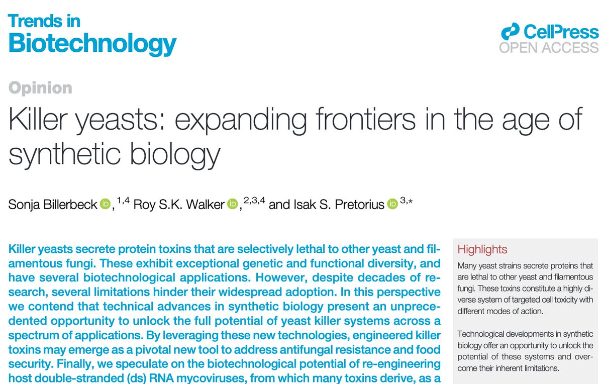 Happy to see our perspective on #KillerYeast and #SynBio and #Wine out in @TrendsinBiotech. Fantastic collaboration with @SynbioRoy and Sakkie Pretorius  that started during a visit in Sidney @Macquarie_Uni 

sciencedirect.com/science/articl…