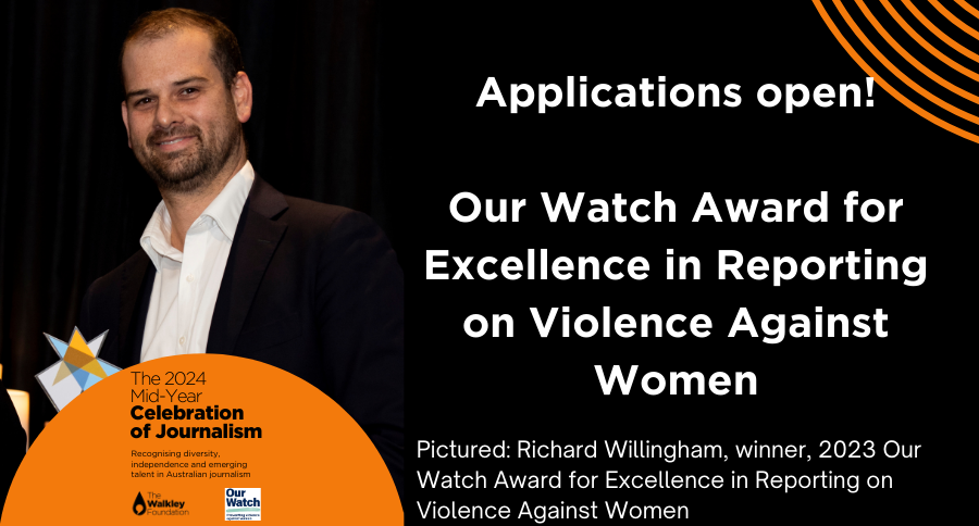 The Our Watch Award for Excellence in Reporting on Violence Against Women recognises journalism that highlights the drivers of gendered violence. Entries close 15 April. walkleys.com/awards/our-wat…