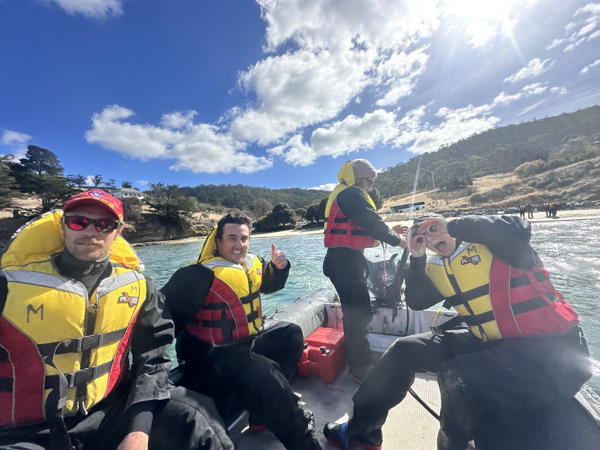 Small watercraft are crucial to station resupply voyages because they take cargo and people from RSV Nuyina to shore and help monitor fuel transfers. This group is doing some Competent Crew training near Hobart before heading to Macquarie Island. 📷Cris Ambrozie