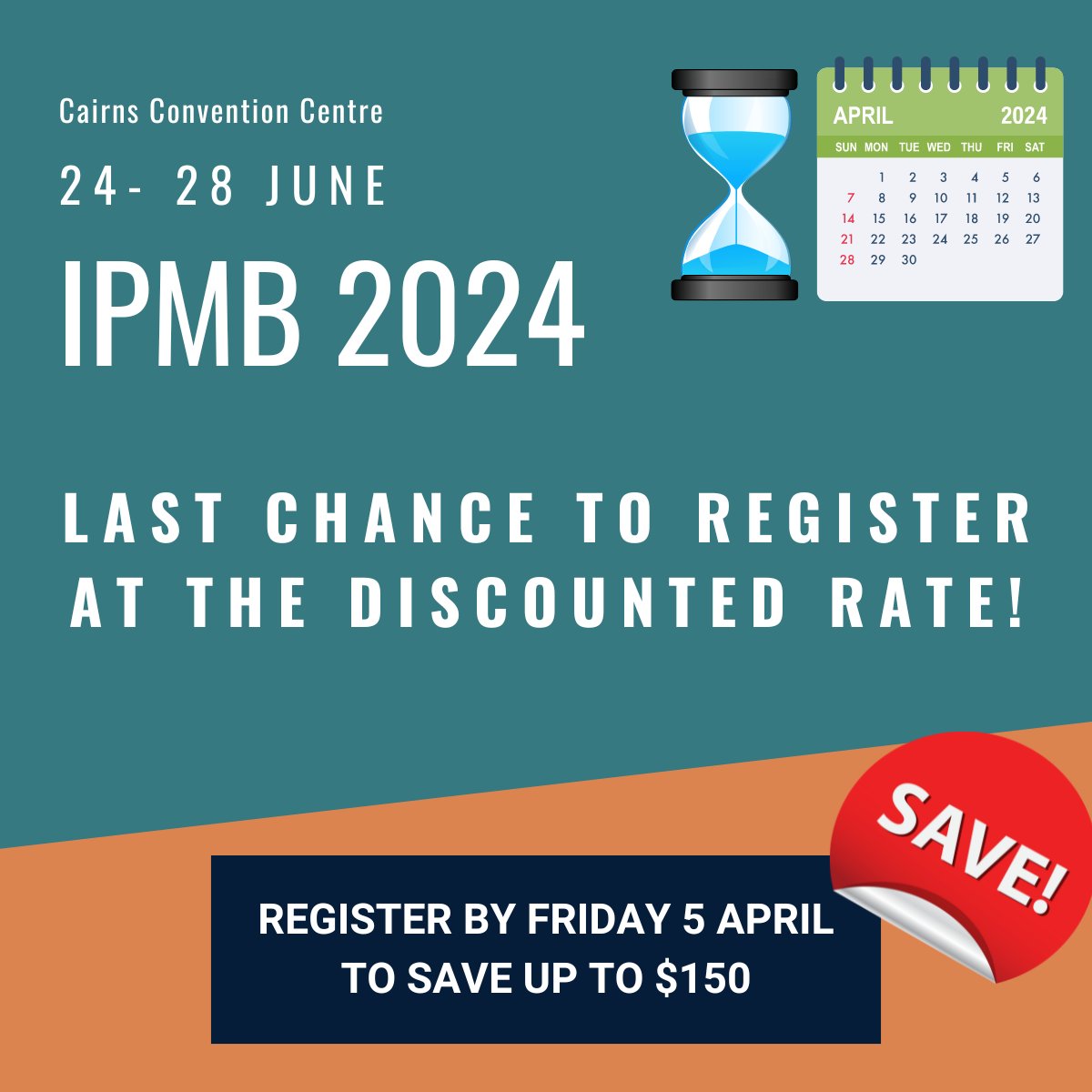 The earlybird extension is closing in less than 24 hours! Register by Friday 5 April to save up to $150! Visit ipmb2024.org for more information.