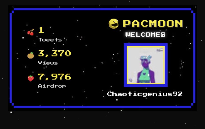 Thanks! <a href="/pacmoon_/">Pacmoon</a> 

I got airdropped $200 worth of $PAC for competing in season 2

Season 3 just started, make content, climb the leaderboard and earn $PAC

Join the PAC
pacmoon.io/airdrop