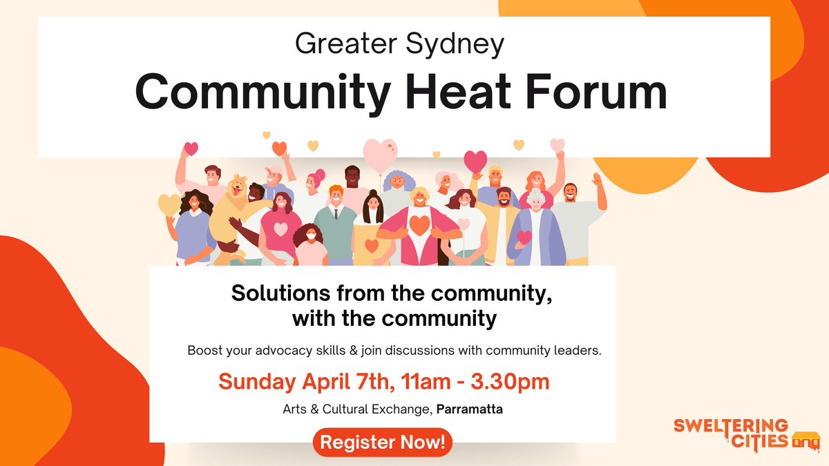 On Sunday people from across Sydney are coming together to: -Hear an expert panel on heat issues and solutions -Experience a live performance by the Bindi Bosses -Get new skills in short workshops -Set heat resilience priorities together RSVP now: actionnetwork.org/events/greater…