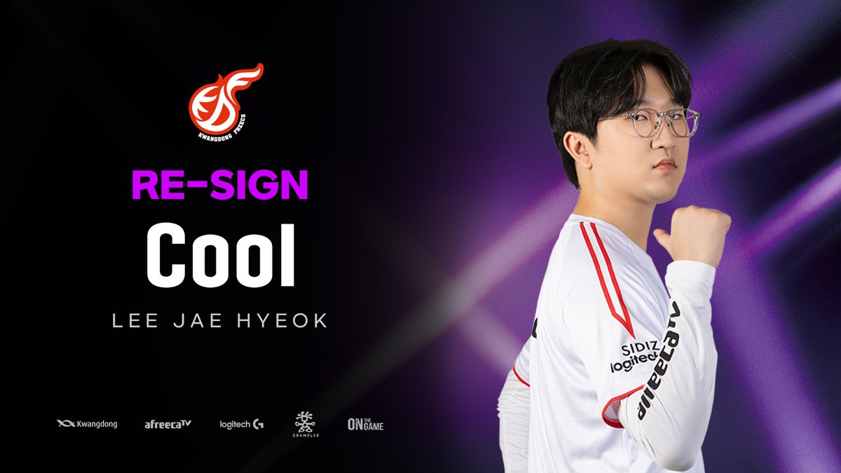 [Re-sign Cool]

2024년에도 광동 프릭스 카트라이더: 드리프트 팀은 Cool 이재혁 선수와 함께합니다.
24년에도 독보적인 플레이로 팬분들을 즐겁게 해줄 이재혁 선수에게 많은 응원과 관심 부탁드립니다.

감사합니다.