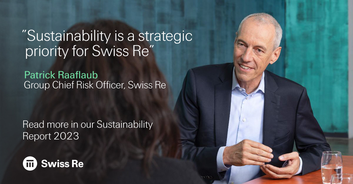 In March we published our Sustainability Report 2023. Read more from our Group Chief Risk Officer as he discusses our key #sustainability achievements in 2023 and Swiss Re's ambitions of advancing the energy transition & building societal resilience: ow.ly/uw6P50R6ATj