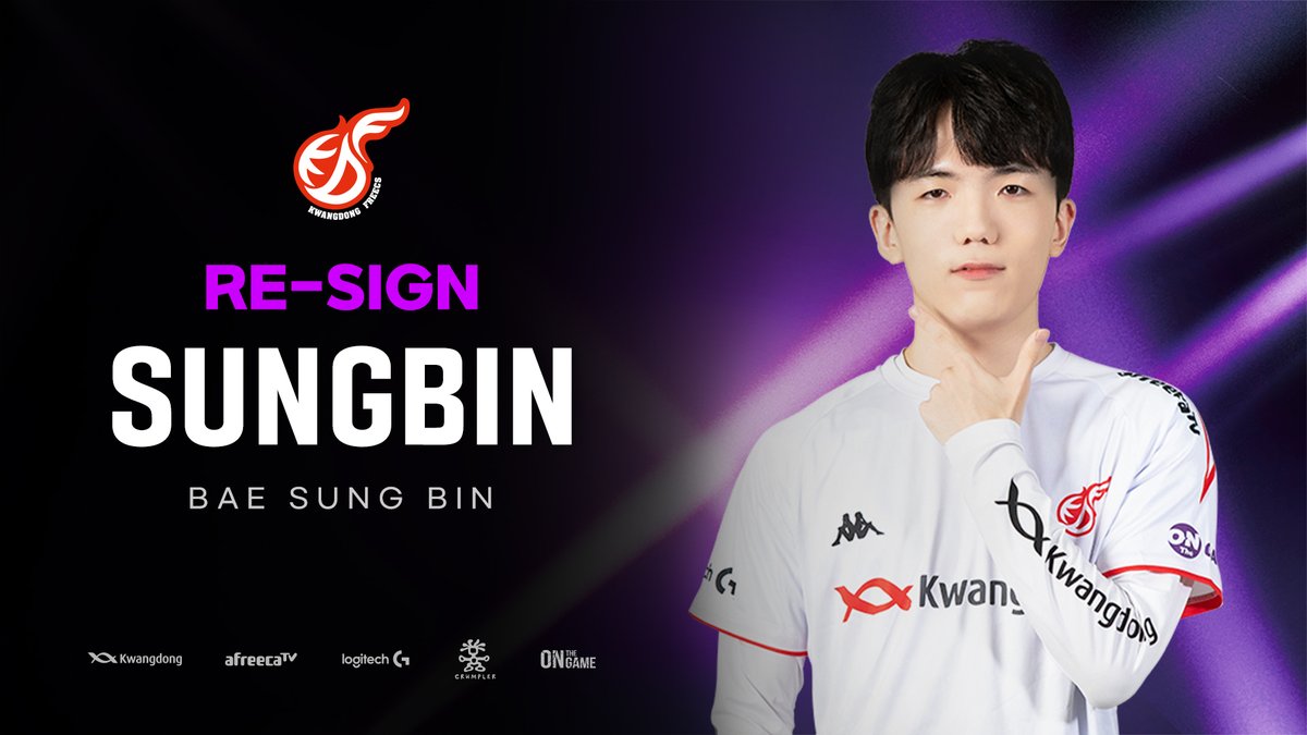 [Re-sign SUNGBIN]

2024년에도 광동 프릭스 카트라이더: 드리프트 팀은 SUNGBIN 배성빈 선수와 함께합니다.
24년에도 뛰어난 활약을 펼쳐줄 배성빈 선수에게 많은 응원과 관심 부탁드립니다.

감사합니다.