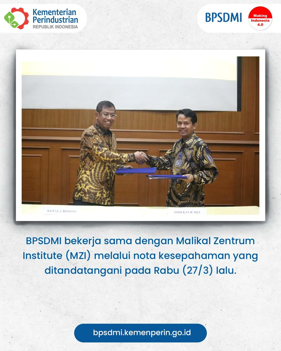 BPSDMI_Kemperin's tweet image. BPSDMI juga bekerja sama dengan Malikal Zentrum Institute (MZI) yang salah satunya untuk mempersiapkan alumni unit pendidikan Kemenperin untuk mengikuti program tersebut.

#BPSDMI #Kemenperin #Jerman #Ausbildung