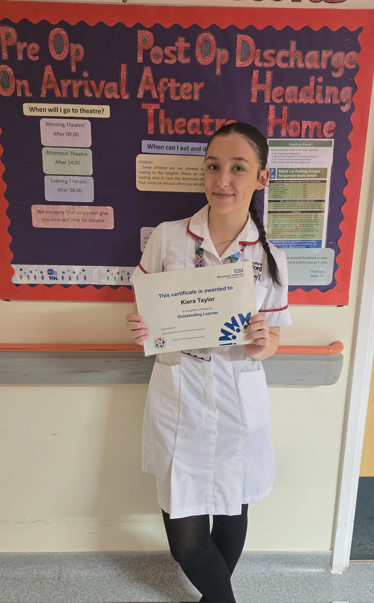 Outstanding Learner 🏆 🌟 Keira was nominated for an Outstanding Learner Award for her enthusiasm to learn & develop her skills. Keira uses her initiative very well & will offer to help when she can see Nursing staff are busy. Well done Keira! 👏🏼 @UoS_CYPNursing @karen_heggs