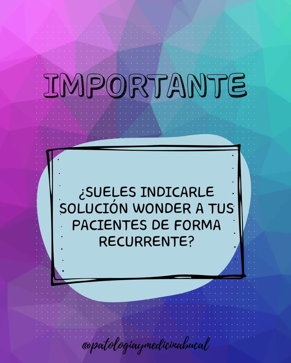 patoymedbucal's tweet photo. ¿Eres médico u odontólogo y sueles indicarle a tus pacientes la "solución Wonder"?
Quédate quizás este hilo te interese
🧵 https://t.co/gVIPTgQc8Z