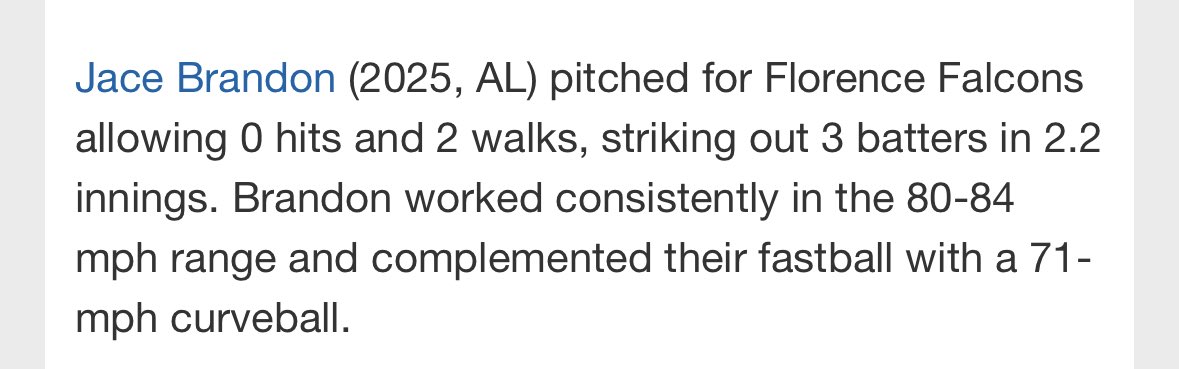 jace_brandon528's tweet photo. Had a good week at the Perfect Game Buccaneer Classic

2.2IP 0H 0R 0ER 2BB 4Ks V Spain Park FB 80-82 T84 

2B V Middle Tennessee Christian https://t.co/yFOvJNwjSO