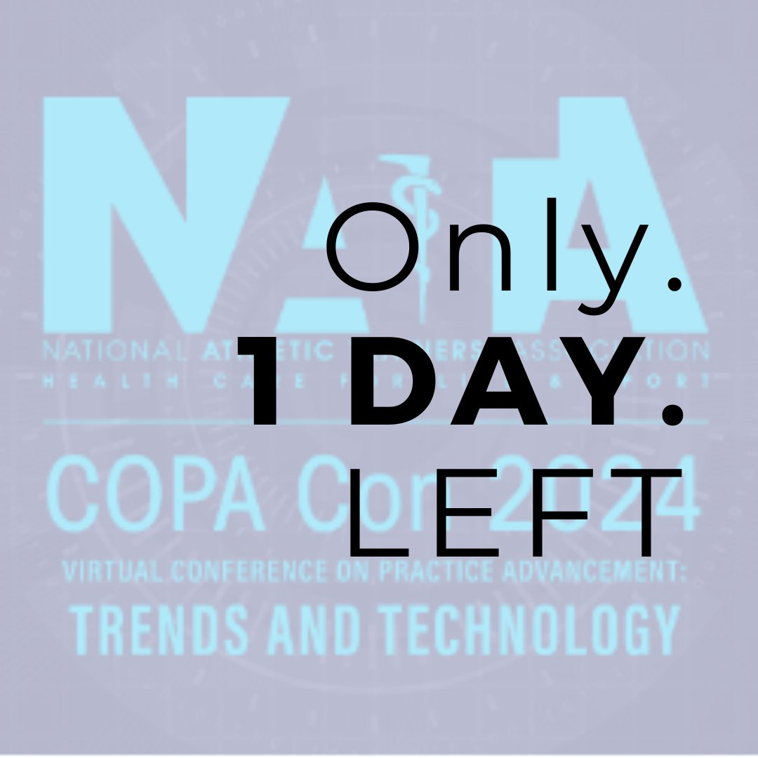 Early bird pricing for Copa Con 2024 ends tomorrow! Register today at educate.nata.org/copacon2024! Don't forget you can use your NATA Membership CEU credits for an additional discount when registering! #copacon2024