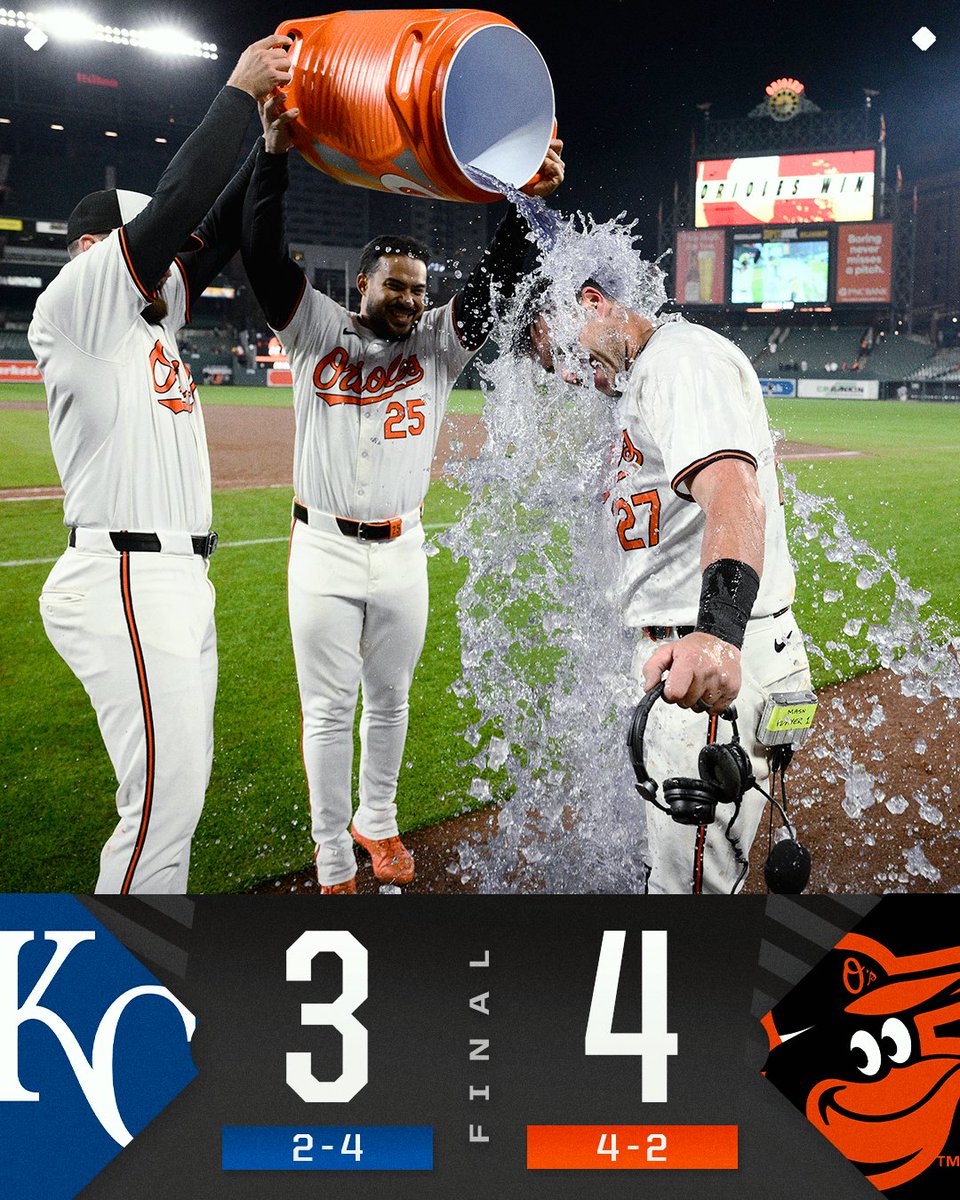 Bird bath! The second #walkoff win in three games for the @Orioles.