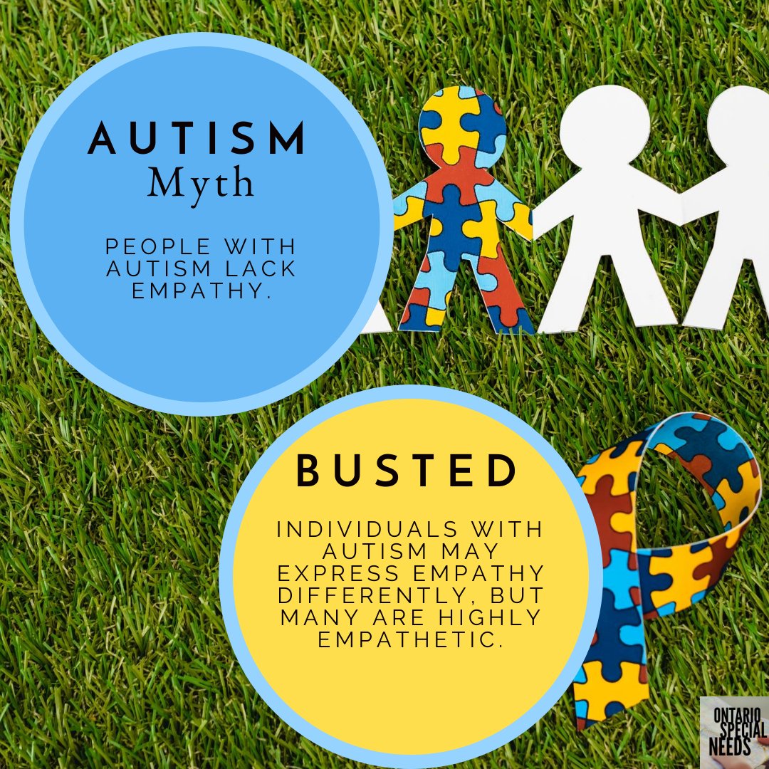 Myth: People with autism lack empathy. Busted Myth: Individuals with autism may express empathy differently, but many are highly empathetic. #AutismFactCheck