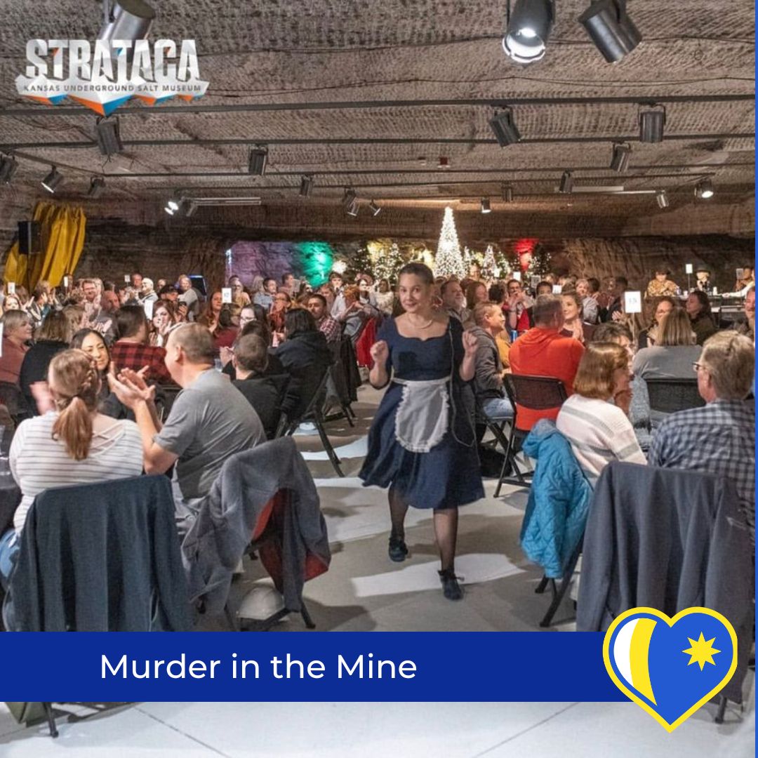 Become a detective during Strataca’s interactive murder mystery dinner theater, that takes place in the event center 650 feet underground, in the salt mine: 🔎 Saturday, April 27, 5 p.m. 🔍 Get your tickets! visithutch.com/upcoming-event… #ToTheStarsKS #VisitHutch #LoveHutch