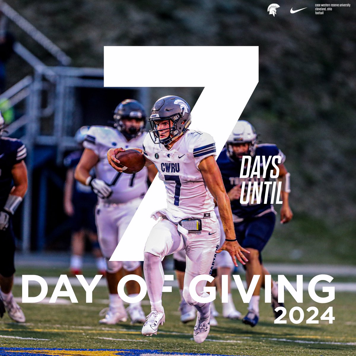 𝟕 𝐝𝐚𝐲𝐬 𝐮𝐧𝐭𝐢𝐥 𝐭𝐡𝐞 𝐃𝐚𝐲 𝐨𝐟 𝐆𝐢𝐯𝐢𝐧𝐠! Stay tuned for more information about the Day of Giving on April 10th! #d3fb #BlueCWRU #RollSpartans