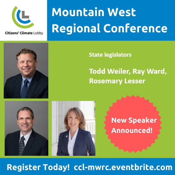 I'll be moderating the State Legislator Panel this Saturday at Weber State with Senator Todd Weiler and Reps Ray Ward and Rosemary Lesser. Don't want to miss this one! @citizensclimate @gopTODD #ClimateAction #BipartisanClimate
CCL-MWRC.eventbrite.com
