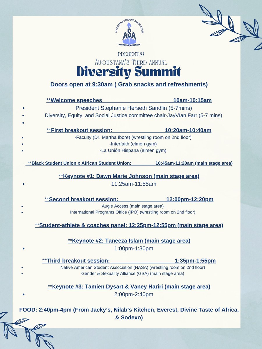 Mark your calendars for Saturday’s, Third Annual Diversity Summit presented by @AugustanaSD ASA. Come for impactful presentations, panel sessions, conversations, great food and an opportunity to, “become a better citizen.” Use the QR code to RSVP.