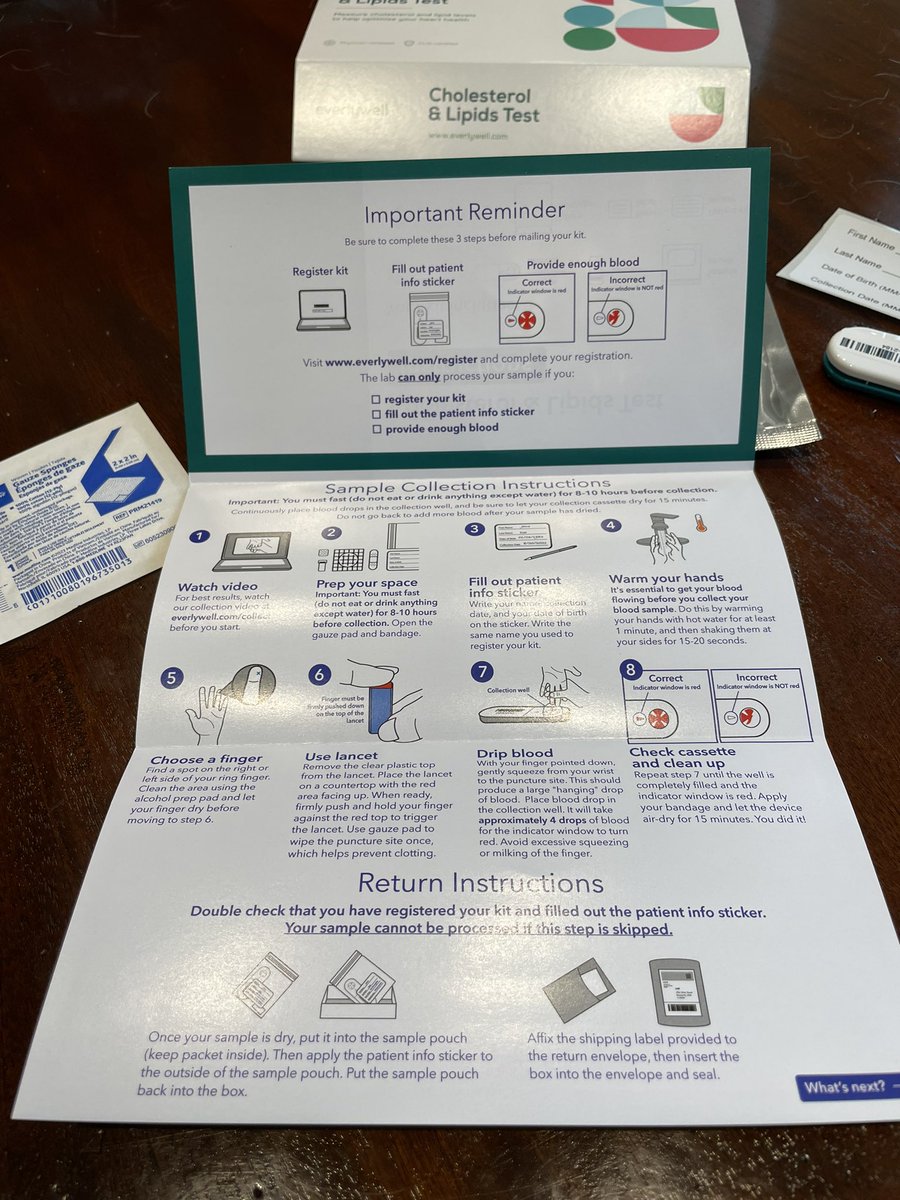 If at first you don’t succeed… I did the @everly_well #LDL test courtesy of @amgen last Friday. Watched the video, followed the easy instructions, mailed it in - and got an email today that it can’t be processed. 👍 At least they are sending a replacement! 2nd times the charm!