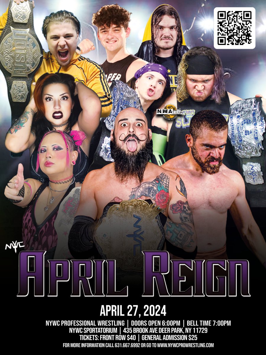 APRIL REIGN💛⛈️ NYWC is back in the Sportatorium Saturday, April 27th! Match announcements coming soon... 🎟: nywcprowrestling.com