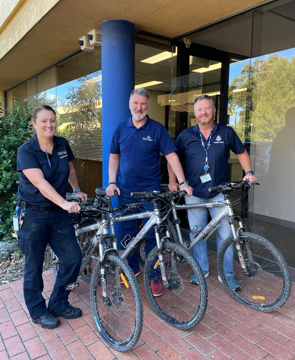 A huge 'THANKS' to Leading Senior Constables Alyssa Egan and Matt Mudie from Keilor Downs Police Station for dropping past the VPL office to donate three bikes for us to put to good use. Watch this space... after a good clean up and some repairs we have big plans for these bikes!