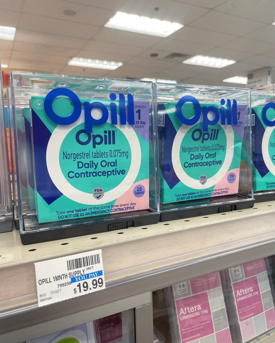 Saw over-the-counter birth control pills in the wild for the first time yesterday! Opill is very safe & has high effectiveness (98% with perfect use, 91% typical use) that’s comparable to the combo birth control pill you would get with a prescription (99% perfect, 93% typical)!